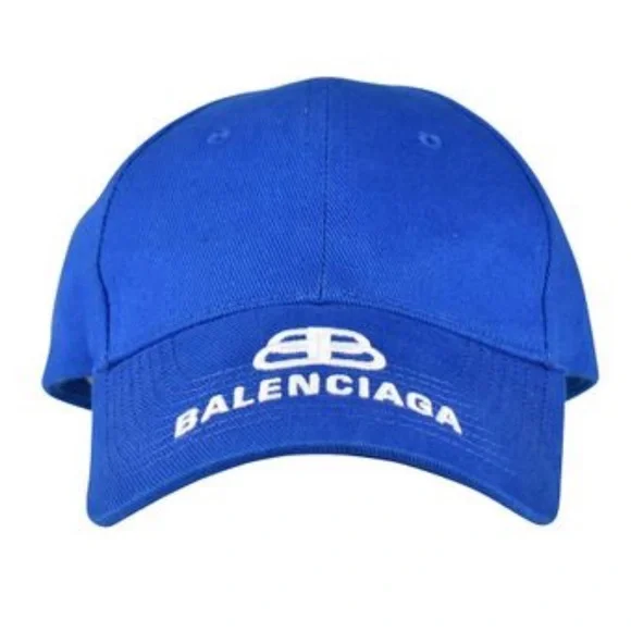Balenciaga Blue Logo Embroidered Baseball Hat - Picture 2 of 16